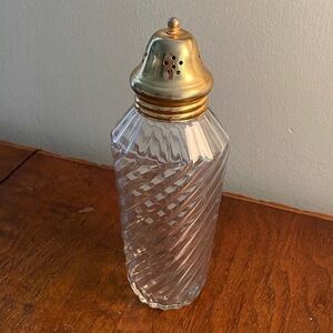 Vintage Glass Powder Shaker Decanter with Silver top